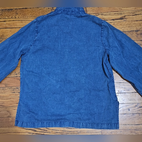 NILI LOTAN PAULETTE CHAMBRAY VINTAGE DENIM BLOUSE - Picture 7 of 8